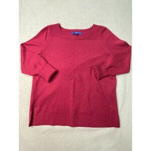 APT.9 Women's Red PL Knit Long Sleeve Cuff Round Neck Speckled Sweater USED